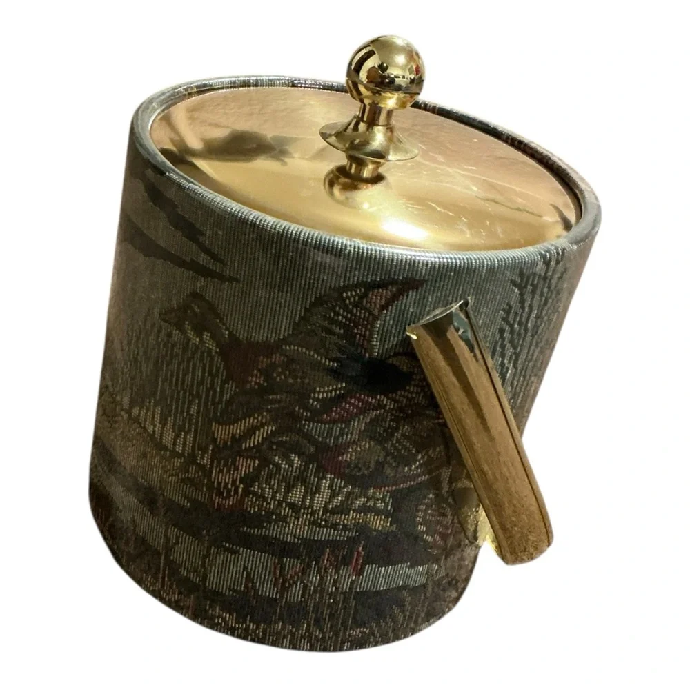 Vintage Ice Bucket with Patterned Design